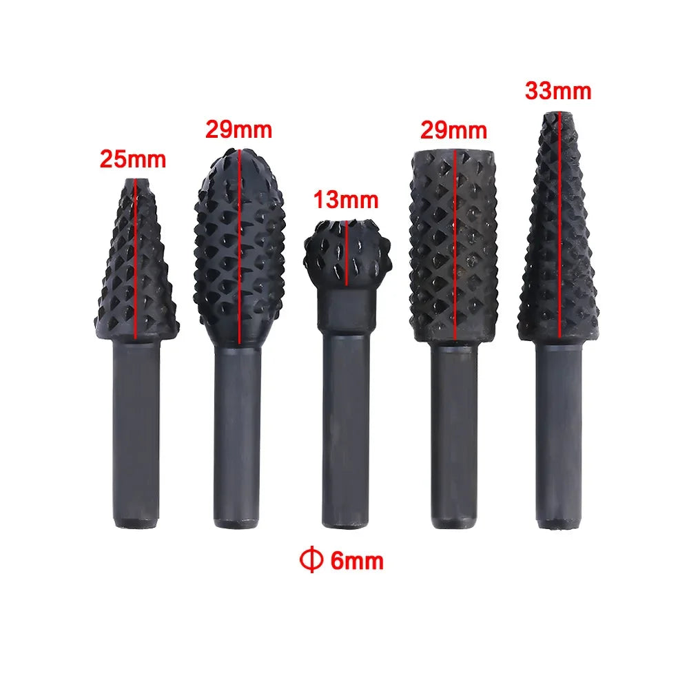 5-Piece Steel Rotary Rasp File Set
