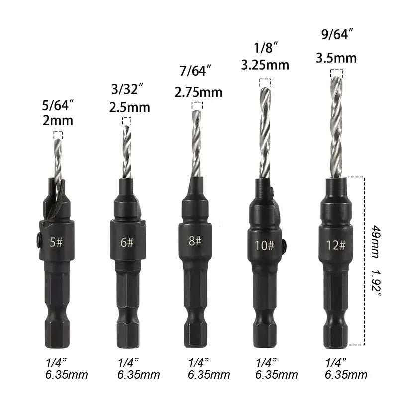 5-Piece Countersink Drill Bit Set