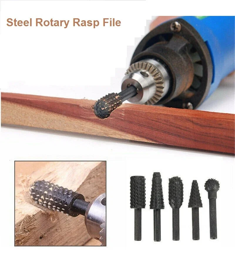 5-Piece Steel Rotary Rasp File Set