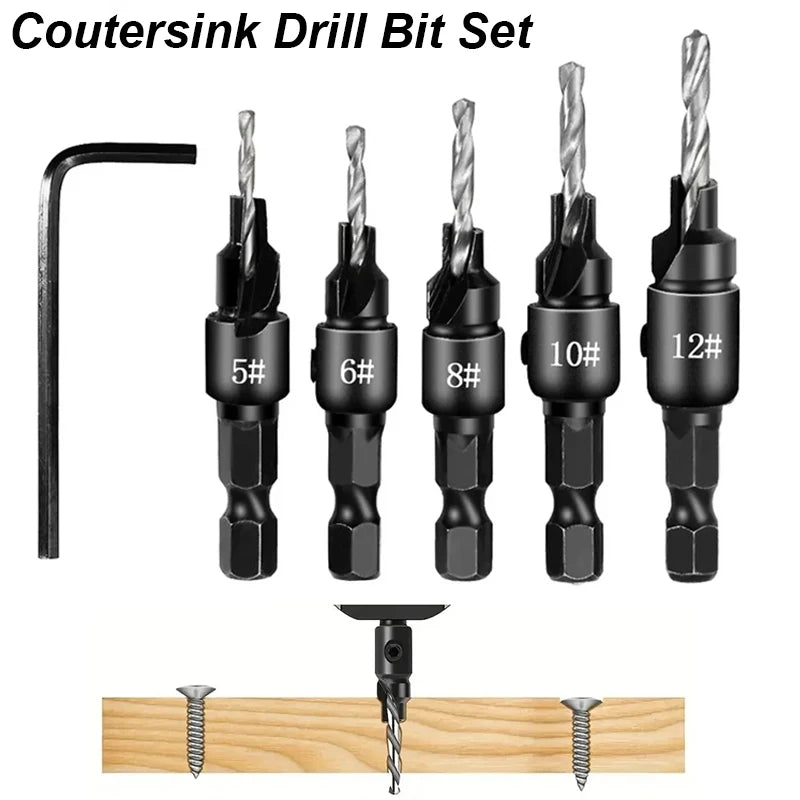 5-Piece Countersink Drill Bit Set