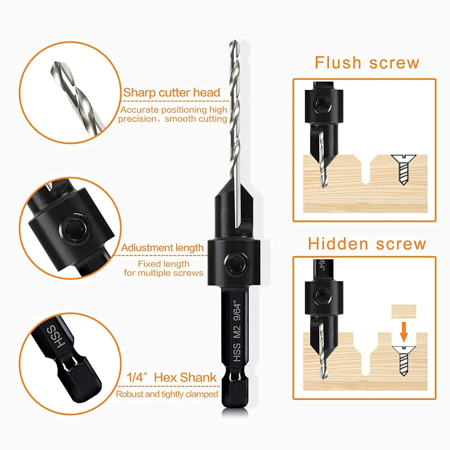 5-Piece Countersink Drill Bit Set