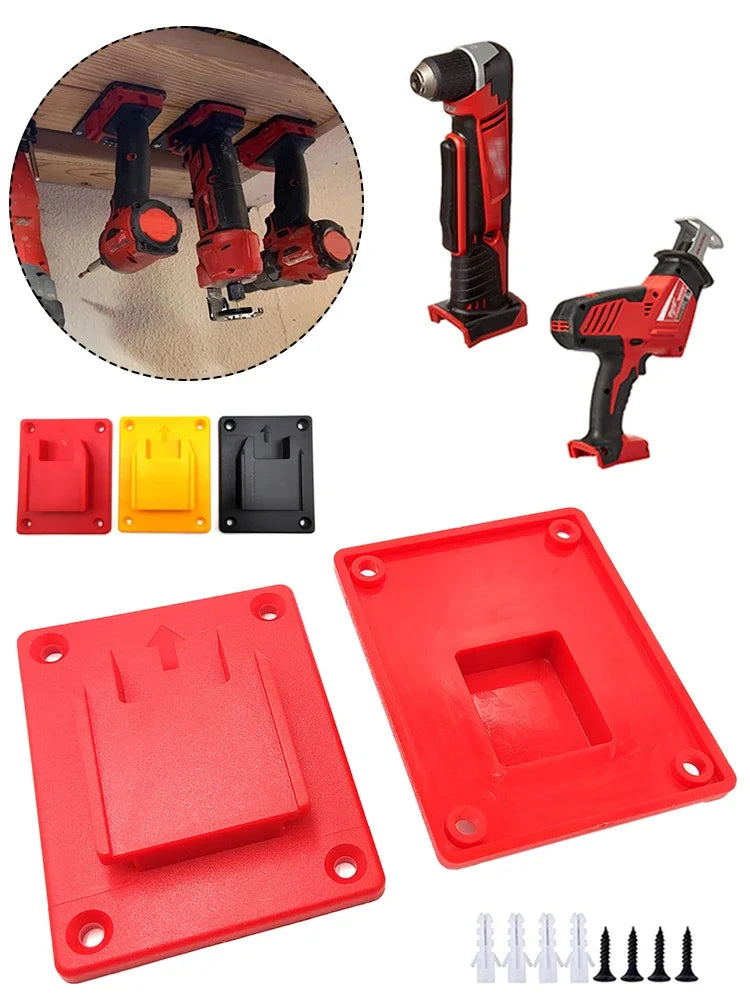 Battery & Tool Mount Holder for Dewalt, Milwaukee, Bosch & Makita