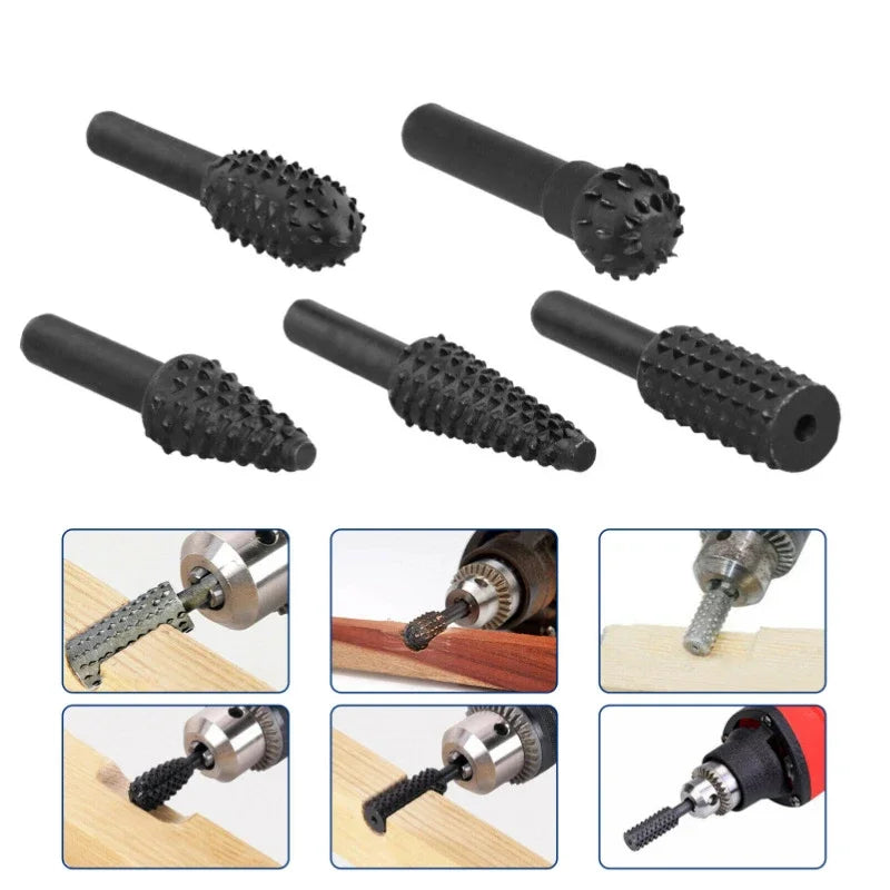 5-Piece Steel Rotary Rasp File Set
