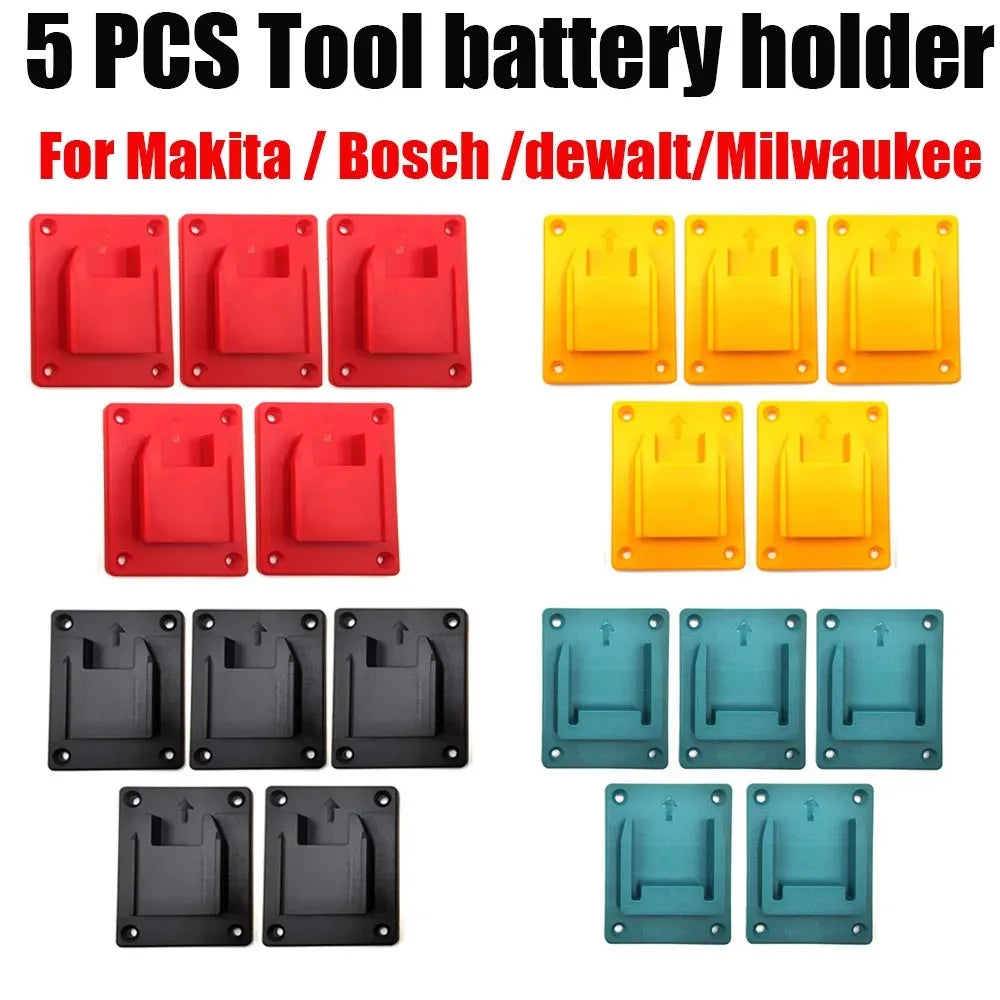Battery & Tool Mount Holder for Dewalt, Milwaukee, Bosch & Makita