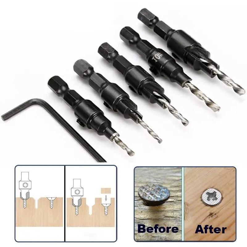 5-Piece Countersink Drill Bit Set